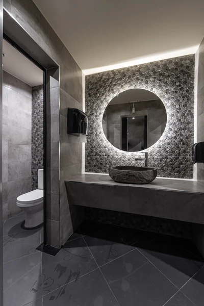 Restroom interior at Easy Restaurant