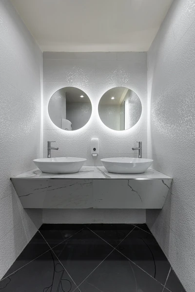 Restroom with a double washbasin at Easy Restaurant